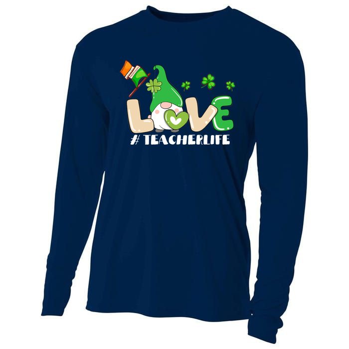 Gnome Teacher St Patricks Day Love Teachers Life Shamrock Premium Cooling Performance Long Sleeve Crew