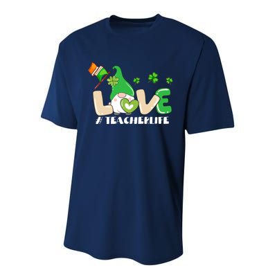 Gnome Teacher St Patricks Day Love Teachers Life Shamrock Premium Performance Sprint T-Shirt