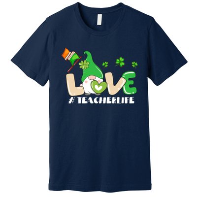 Gnome Teacher St Patricks Day Love Teachers Life Shamrock Premium Premium T-Shirt