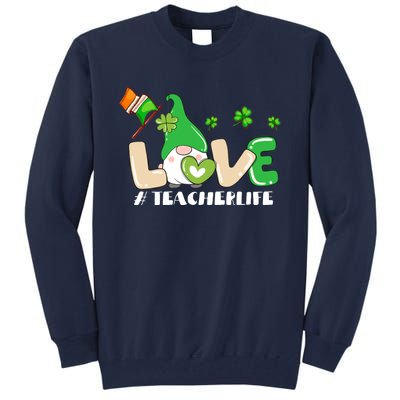 Gnome Teacher St Patricks Day Love Teachers Life Shamrock Premium Tall Sweatshirt