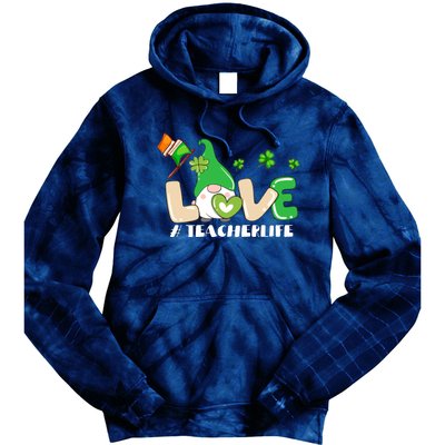 Gnome Teacher St Patricks Day Love Teachers Life Shamrock Premium Tie Dye Hoodie