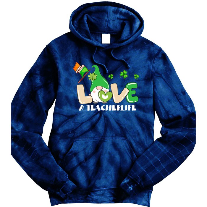 Gnome Teacher St Patricks Day Love Teachers Life Shamrock Premium Tie Dye Hoodie