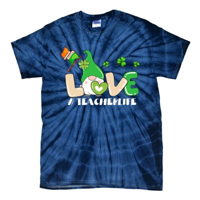 Gnome Teacher St Patricks Day Love Teachers Life Shamrock Premium Tie-Dye T-Shirt