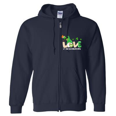 Gnome Teacher St Patricks Day Love Teachers Life Shamrock Premium Full Zip Hoodie