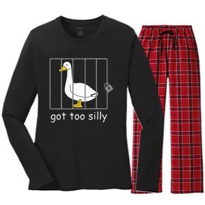 Got Too Silly Women Silly Goose Women's Long Sleeve Flannel Pajama Set 