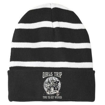 Girls Trip Salem Retro Salem 1692 They Missed One Witch Striped Beanie with Solid Band