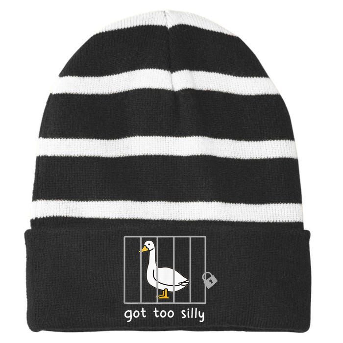 Got To Silly Funny Silly Goose In Jail Striped Beanie with Solid Band