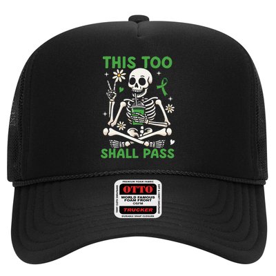 Groovy Too Shall Pass Skeleton Mental Health Mindset Trucker Hat