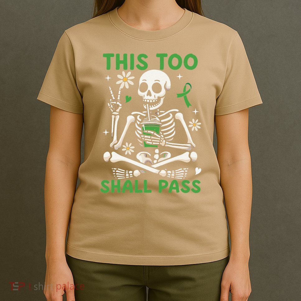 Groovy Too Shall Pass Skeleton Mental Health Mindset T-Shirt