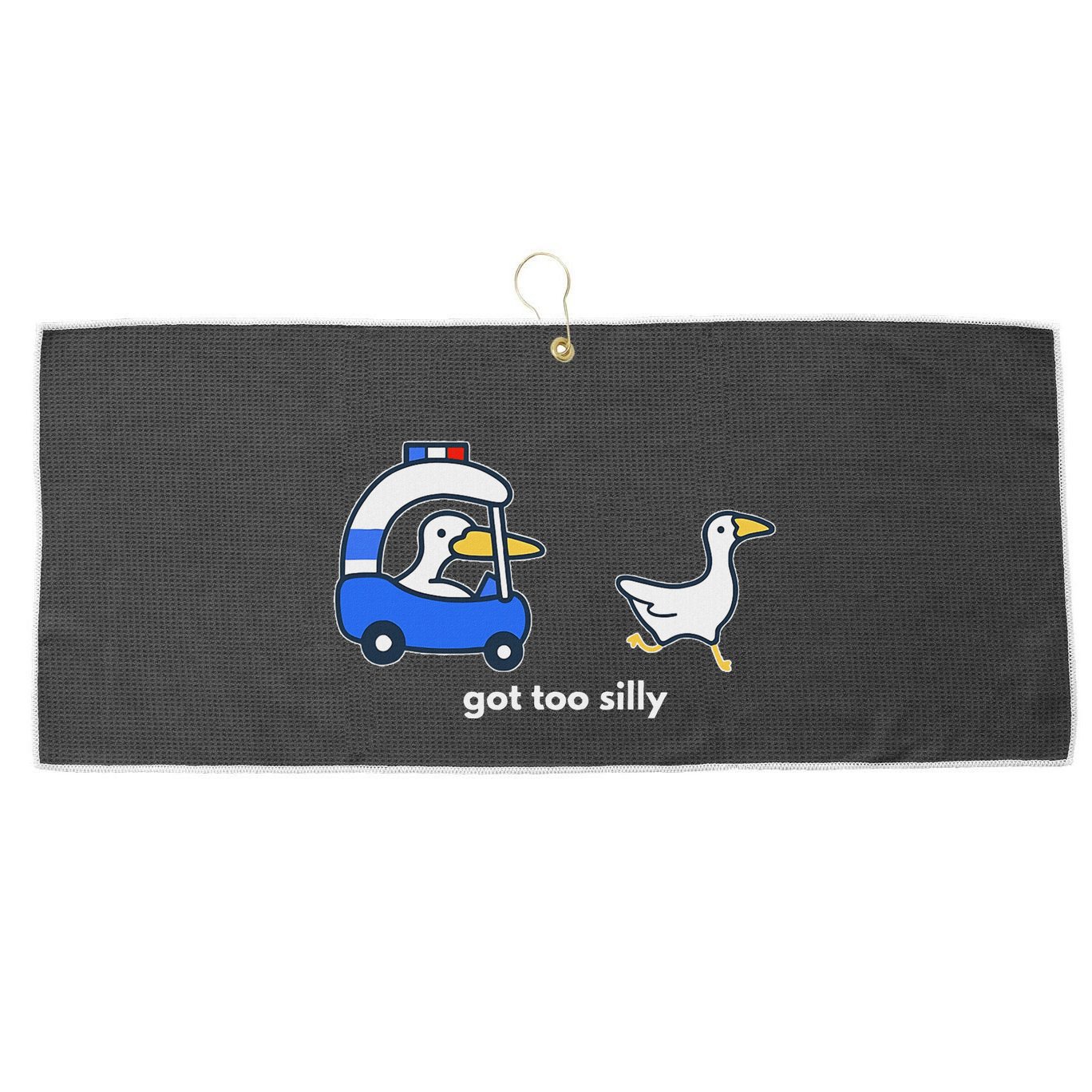 Got Too Silly Funny Goose Police Large Microfiber Waffle Golf Towel
