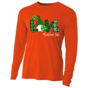 Gnome Teacher St Patricks day Love Teacher Life Shamrock Cooling Performance Long Sleeve Crew