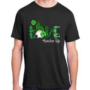 Gnome Teacher St Patricks day Love Teacher Life Shamrock Adult ChromaSoft Performance T-Shirt