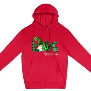 Gnome Teacher St Patricks day Love Teacher Life Shamrock Premium Pullover Hoodie