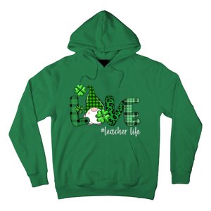 Gnome Teacher St Patricks day Love Teacher Life Shamrock Hoodie