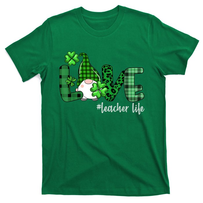 Gnome Teacher St Patricks day Love Teacher Life Shamrock T-Shirt