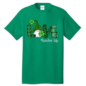 Gnome Teacher St Patricks day Love Teacher Life Shamrock Tall T-Shirt