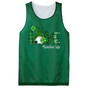 Gnome Teacher St Patricks day Love Teacher Life Shamrock Mesh Reversible Basketball Jersey Tank