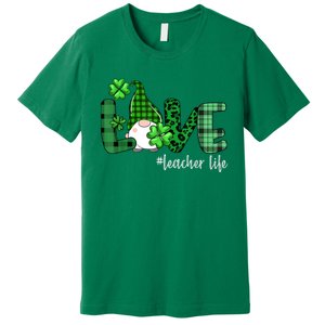 Gnome Teacher St Patricks day Love Teacher Life Shamrock Premium T-Shirt