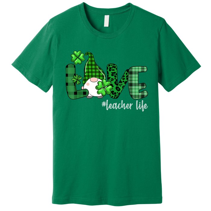 Gnome Teacher St Patricks day Love Teacher Life Shamrock Premium T-Shirt