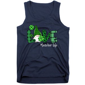 Gnome Teacher St Patricks day Love Teacher Life Shamrock Tank Top