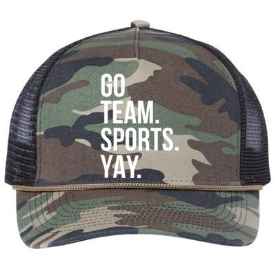 Go Team Sports Yay Design Funny Sarcastic Sports Retro Rope Trucker Hat Cap