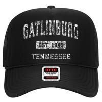 Gatlinburg Tennessee Tn Vintage Sports Established High Crown Mesh Back Trucker Hat