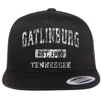 Gatlinburg Tennessee Tn Vintage Sports Established Flat Bill Trucker Hat