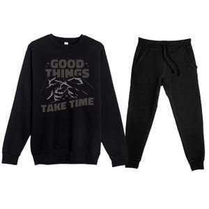 Good Things Take Time Premium Crewneck Sweatsuit Set