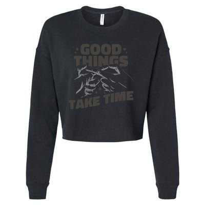Good Things Take Time Cropped Pullover Crew