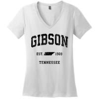 Gibson Tennessee Tn Vintage Athletic Established Sports Design Women's V-Neck T-Shirt