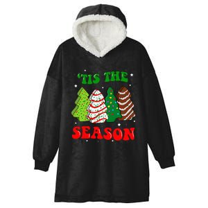 Groovy Tis' The Season Christmas Tree Cakes Debbie Hooded Wearable Blanket