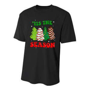 Groovy Tis' The Season Christmas Tree Cakes Debbie Youth Performance Sprint T-Shirt