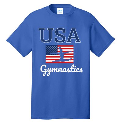 Girl Tumbling Team Gear Gymnast Gymnastics Usa American Flag Cool Gift Tall T-Shirt