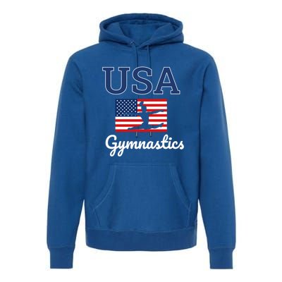 Girl Tumbling Team Gear Gymnast Gymnastics Usa American Flag Cool Gift Premium Hoodie