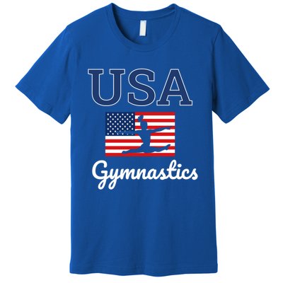 Girl Tumbling Team Gear Gymnast Gymnastics Usa American Flag Cool Gift Premium T-Shirt