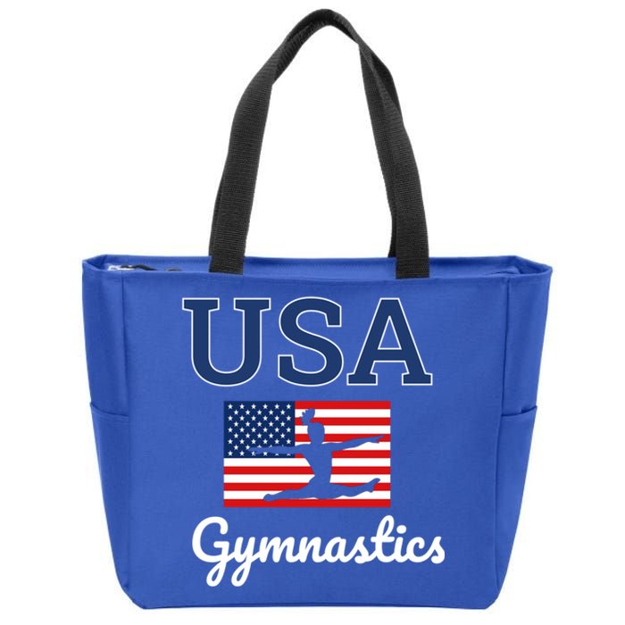 Girl Tumbling Team Gear Gymnast Gymnastics Usa American Flag Cool Gift Zip Tote Bag