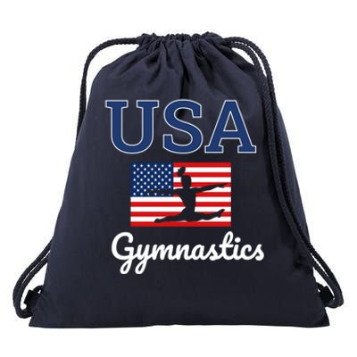 Girl Tumbling Team Gear Gymnast Gymnastics Usa American Flag Cool Gift Drawstring Bag