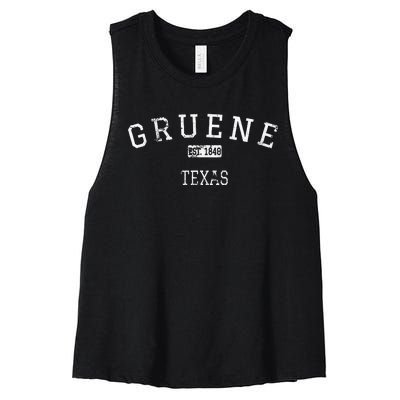 Gruene Texas TX Vintage Women's Racerback Cropped Tank