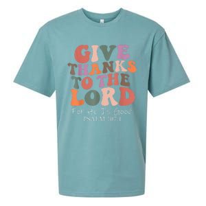 Give Thanks To The Lord For He Is Good Psalm 107:1 Christian Sueded Cloud Jersey T-Shirt