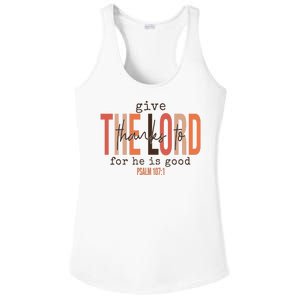 Give Thanks To The Lord For He Is Good Thanksgiving Christian Ladies PosiCharge Competitor Racerback Tank