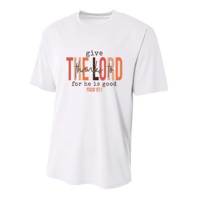 Give Thanks To The Lord For He Is Good Thanksgiving Christian Youth Performance Sprint T-Shirt