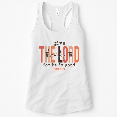 Give Thanks To The Lord For He Is Good Thanksgiving Christian Womens Tank Top