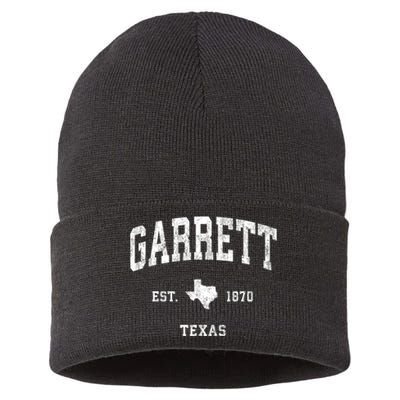 Garrett Texas Tx Vintage Athletic Sports Sustainable Knit Beanie