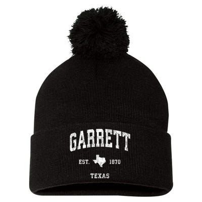 Garrett Texas Tx Vintage Athletic Sports Pom Pom 12in Knit Beanie