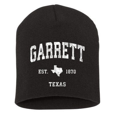 Garrett Texas Tx Vintage Athletic Sports Short Acrylic Beanie