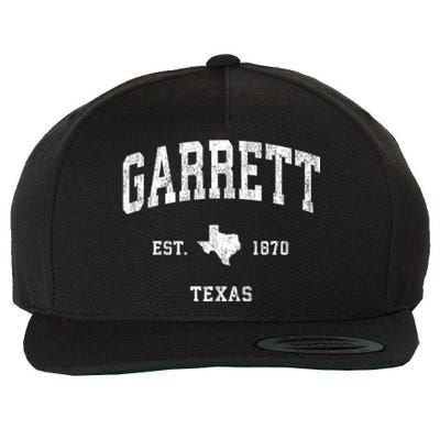 Garrett Texas Tx Vintage Athletic Sports Wool Snapback Cap