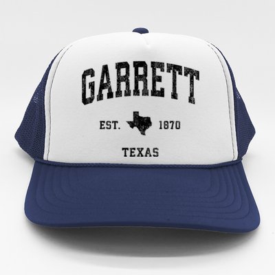 Garrett Texas Tx Vintage Athletic Sports Trucker Hat