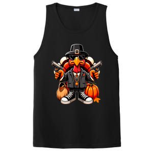 Gangster Thug Thanksgiving Turkey Gun Unhappy Angry Turkey Cool Gift PosiCharge Competitor Tank