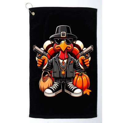 Gangster Thug Thanksgiving Turkey Gun Unhappy Angry Turkey Cool Gift Golf Towel