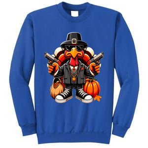 Gangster Thug Thanksgiving Turkey Gun Unhappy Angry Turkey Cool Gift Sweatshirt